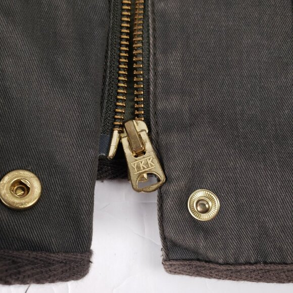 J Crew XS Army Olive Green Boyfriend Field Jacket Adjustable Womens Zipper Coat - Picture 8 of 16